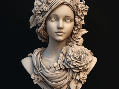 Pack Bas-Relief Buste Femme Floral 5 Mod&egrave;les CNC Impression 3D Modèles 3D en vedette
