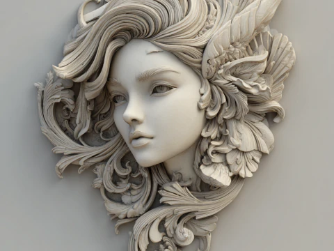 Busto Mujer Floral Bajorrelieve Pack 5 Modelos CNC Impresi&oacute;n 3D Modelo de impresión 3D