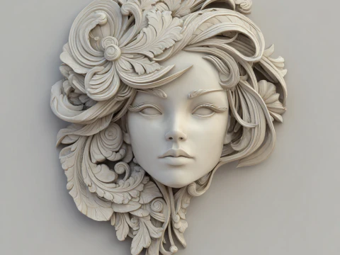 Busto Mujer Floral Bajorrelieve Pack 5 Modelos CNC Impresi&oacute;n 3D Modelo de impresión 3D