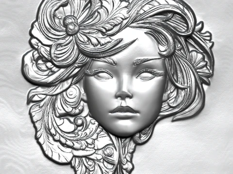 Busto Mujer Floral Bajorrelieve Pack 5 Modelos CNC Impresi&oacute;n 3D Modelo de impresión 3D