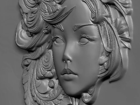 Busto Mujer Floral Bajorrelieve Pack 5 Modelos CNC Impresi&oacute;n 3D Modelo de impresión 3D