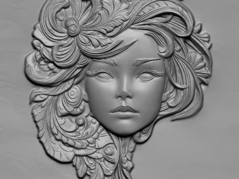 Busto Mujer Floral Bajorrelieve Pack 5 Modelos CNC Impresi&oacute;n 3D Modelo de impresión 3D