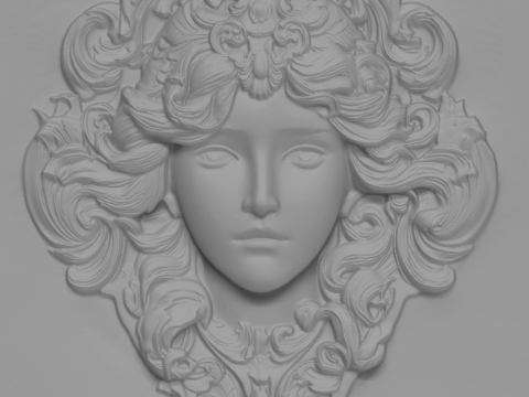 Набір барельєфів із квітковим жіночим бюстом. 5 моделей, 3D-друк з ЧПУ 3D Принт Модель