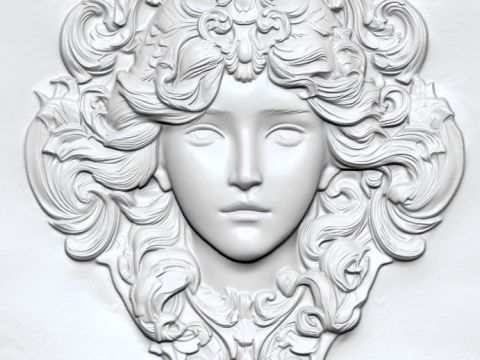 Набір барельєфів із квітковим жіночим бюстом. 5 моделей, 3D-друк з ЧПУ 3D Принт Модель