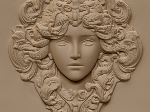 Набір барельєфів із квітковим жіночим бюстом. 5 моделей, 3D-друк з ЧПУ 3D Принт Модель