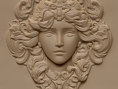 Busto Mujer Floral Bajorrelieve Pack 5 Modelos CNC Impresi&oacute;n 3D Modelo de impresión 3D