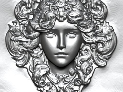 Набір барельєфів із квітковим жіночим бюстом. 5 моделей, 3D-друк з ЧПУ 3D Принт Модель