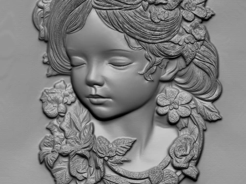 Busto Mujer Floral Bajorrelieve Pack 5 Modelos CNC Impresi&oacute;n 3D Modelo de impresión 3D