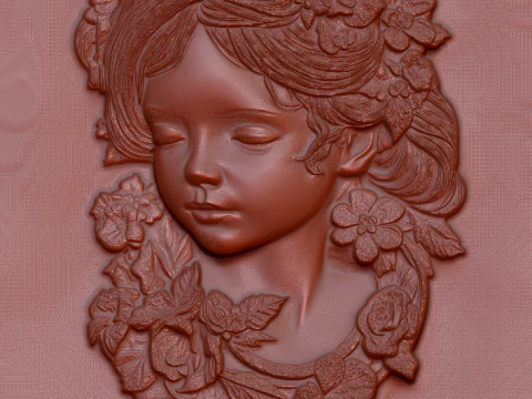 Busto Mujer Floral Bajorrelieve Pack 5 Modelos CNC Impresi&oacute;n 3D Modelo de impresión 3D