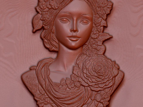 Busto Mujer Floral Bajorrelieve Pack 5 Modelos CNC Impresi&oacute;n 3D Modelo de impresión 3D