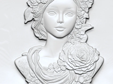 Busto Mujer Floral Bajorrelieve Pack 5 Modelos CNC Impresi&oacute;n 3D Modelo de impresión 3D