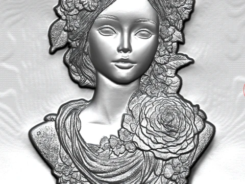 Busto Mujer Floral Bajorrelieve Pack 5 Modelos CNC Impresi&oacute;n 3D Modelo de impresión 3D
