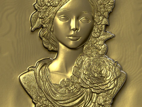 Busto Mujer Floral Bajorrelieve Pack 5 Modelos CNC Impresi&oacute;n 3D Modelo de impresión 3D