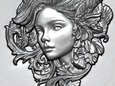 Набір барельєфів із квітковим жіночим бюстом. 5 моделей, 3D-друк з ЧПУ 3D Принт Модель