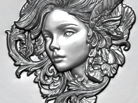 Busto Mujer Floral Bajorrelieve Pack 5 Modelos CNC Impresi&oacute;n 3D Modelo de impresión 3D