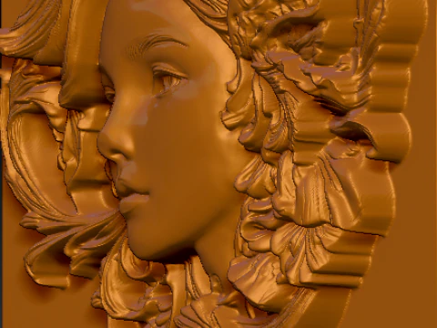 Busto Mujer Floral Bajorrelieve Pack 5 Modelos CNC Impresi&oacute;n 3D Modelo de impresión 3D