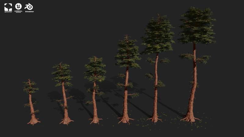 RED WOOD TREE PACK 3D Model .c4d .max .obj .3ds .fbx .stl .blend