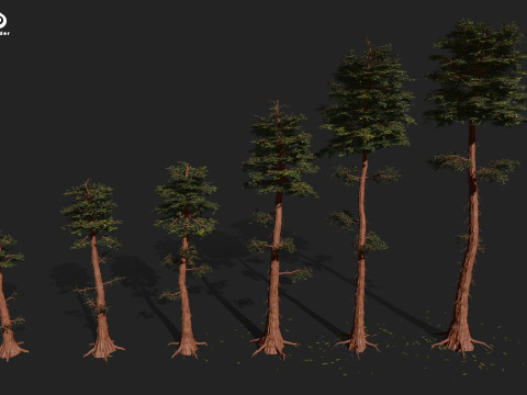 RED WOOD TREE PACK 3D 모델