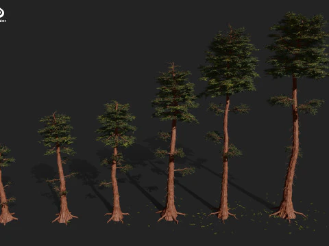 RED WOOD TREE PACK 3D Model