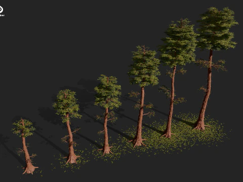 RED WOOD TREE PACK 3D Model