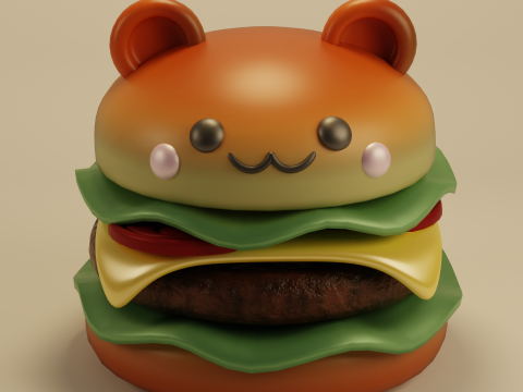 Hamburger cute Modello 3D
