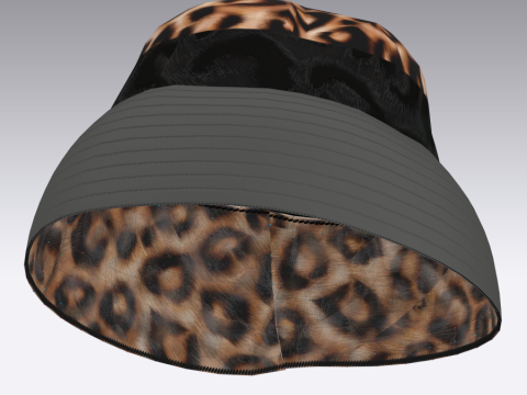 Bucket hat - Leopard design - tiger skin texture 3D मॉडल