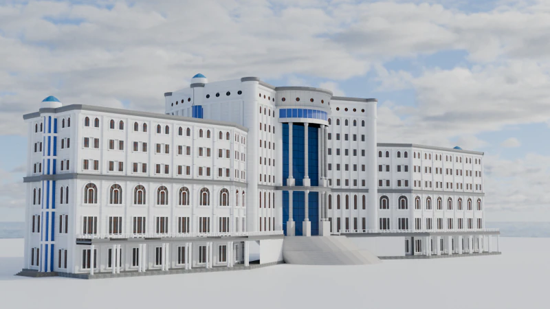 Национальная библиотека Таджикистана 3D Модель .c4d .max .obj .3ds .fbx .stl .blend 