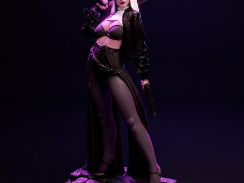 Nun Statue Modèles 3D en vedette