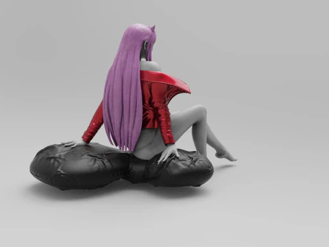 Zero Two Sitting 3D Print Model