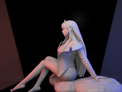 Zero Two Sitting 3D Print Model