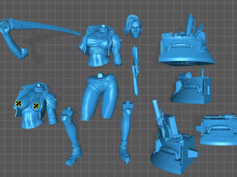 CyberPunk Waifu 3Dプリントモデル