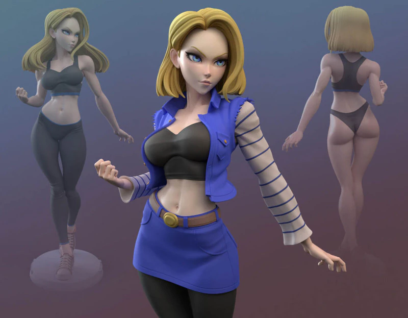 Android 18 3D Print Model .c4d .max .obj .3ds .fbx .stl .blend 