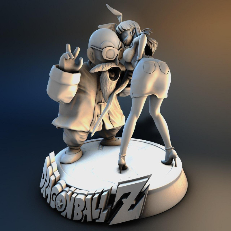 Bulma and Master Roshi 3D 프린트 모델 .c4d .max .obj .3ds .fbx .stl .blend 
