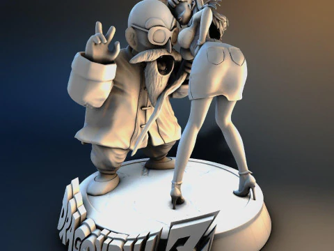 Bulma e Mestre Roshi Modelo de Impressão 3D