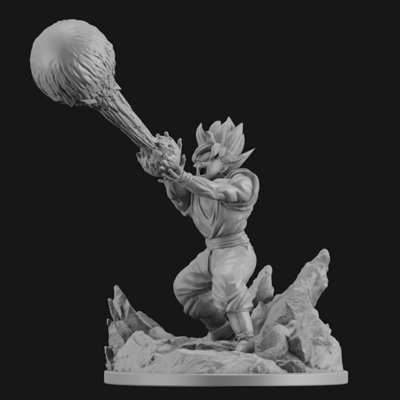 Goku Super Saiyan Kamehameha 3D Print Model .c4d .max .obj .3ds .fbx .stl .blend