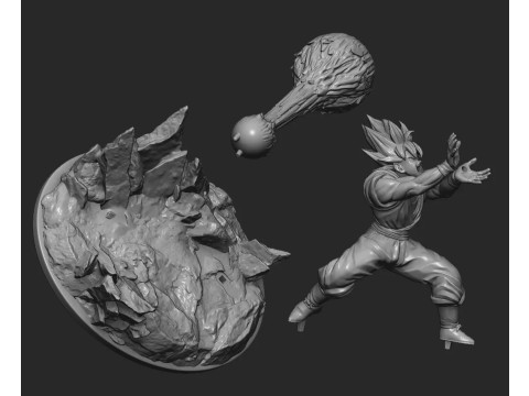 Goku Super Saiyan Kamehameha 3D Print Model