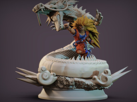 Goku SS3 and Shenron 3D Print Model