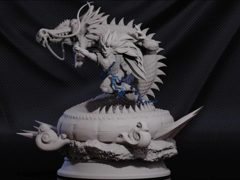 Goku SS3 and Shenron 3D Print Model