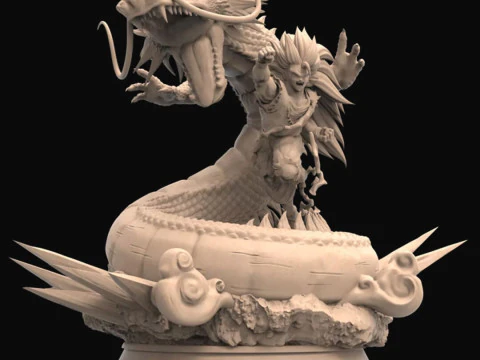 Goku SS3 and Shenron 3D Print Model