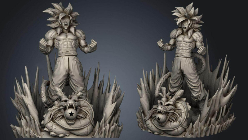 Goku SS4 Statue 3D 打印模型 .c4d .max .obj .3ds .fbx .stl .blend 