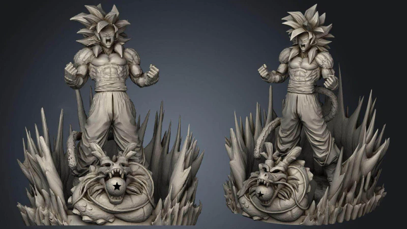 Goku SS4 Statue 3D Print Model .c4d .max .obj .3ds .fbx .stl .blend