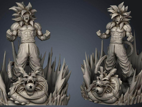 Goku SS4 Statue Modèles 3D en vedette