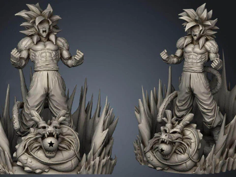Est&aacute;tua de Goku SS4 Modelo de Impressão 3D