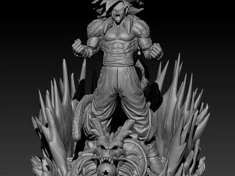 Goku SS4 Statue 3D Print Model