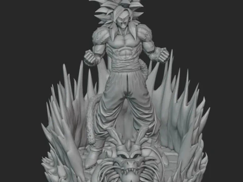 Goku SS4 Statue 3D Print Model