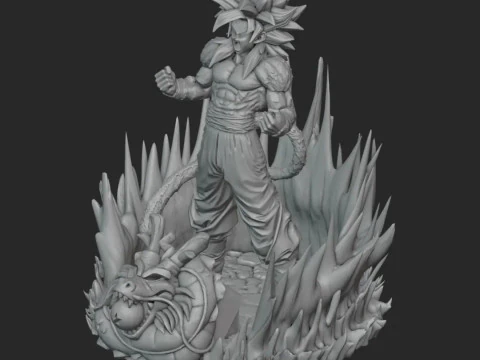 Goku SS4 Statue 3D Print Model