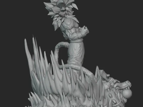 Goku SS4 Statue 3D Print Model