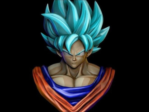 Goku SSJ Blue Bust 3Dプリントモデル