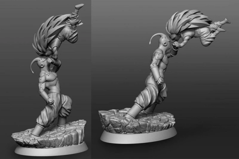 Gotenks vs Super Buu 3D Print Model .c4d .max .obj .3ds .fbx .stl .blend 