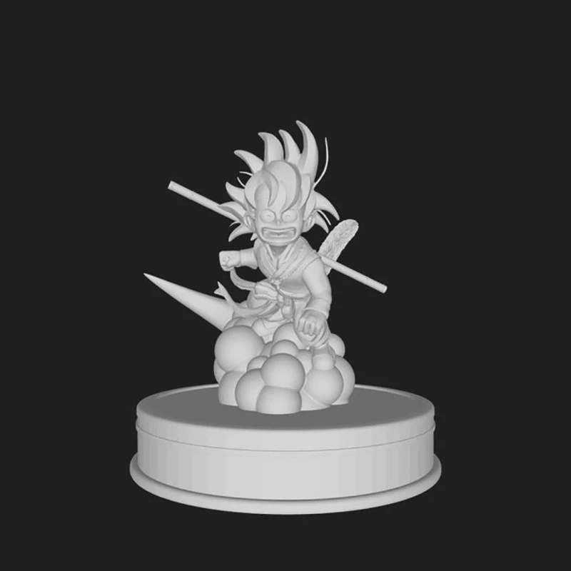 Kid Goku on Nimbus 3D Print Model .c4d .max .obj .3ds .fbx .stl .blend 